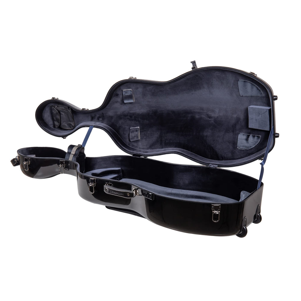 Crossrock Fiberglass 4/4 Cello Case with Wheels for Full Size Cello | Bright Yellow Finish, Velvet Interior, Waterproof Latches, Backpack Straps – Hardshell Protection- (CRF1020CEFYL)