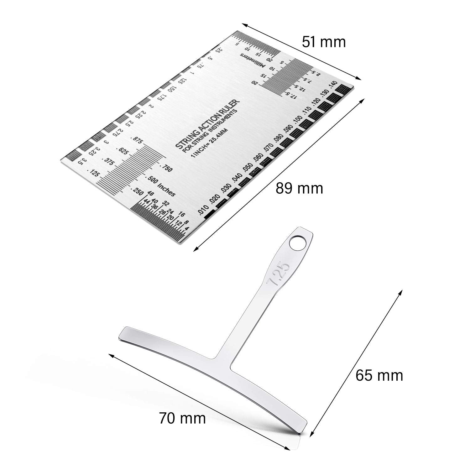 Mudder 10 Pieces Guitar Luthier Tools Set Include 9 Understring Guitar Radius Gauge and 1 String Action Height Gauge Ruler Measuring Tool Kit for Bass Setup(Silver)