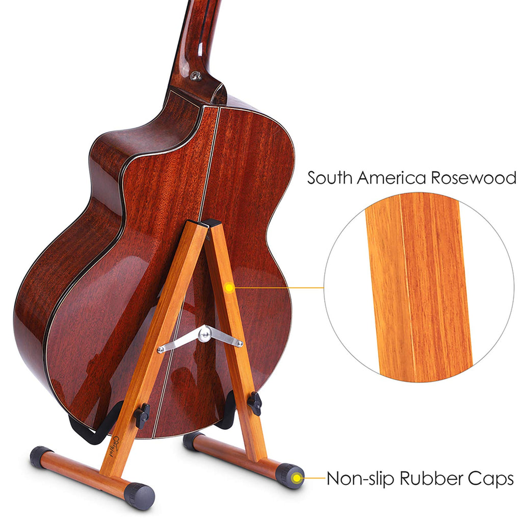 SNIGJAT Wood Guitar Stand, Acoustic Guitar Stand with Padded Foam, Classical Electric Guitar Stand, A-Frame Folding Bass Guitar Display Stand Compatible with Cello, Mandolin, Bass, Banjo, Ukulele