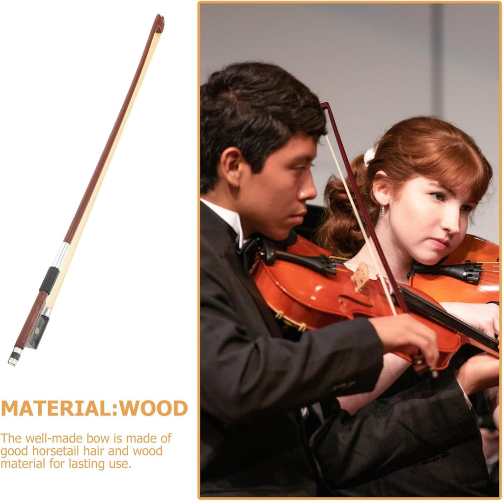 Holibanna Violin Bow with Natural Horsetail Hair Handmade Wood Bow for Student and Beginner Violinists 17.3 Inch Balanced Musical Instrument Accessory