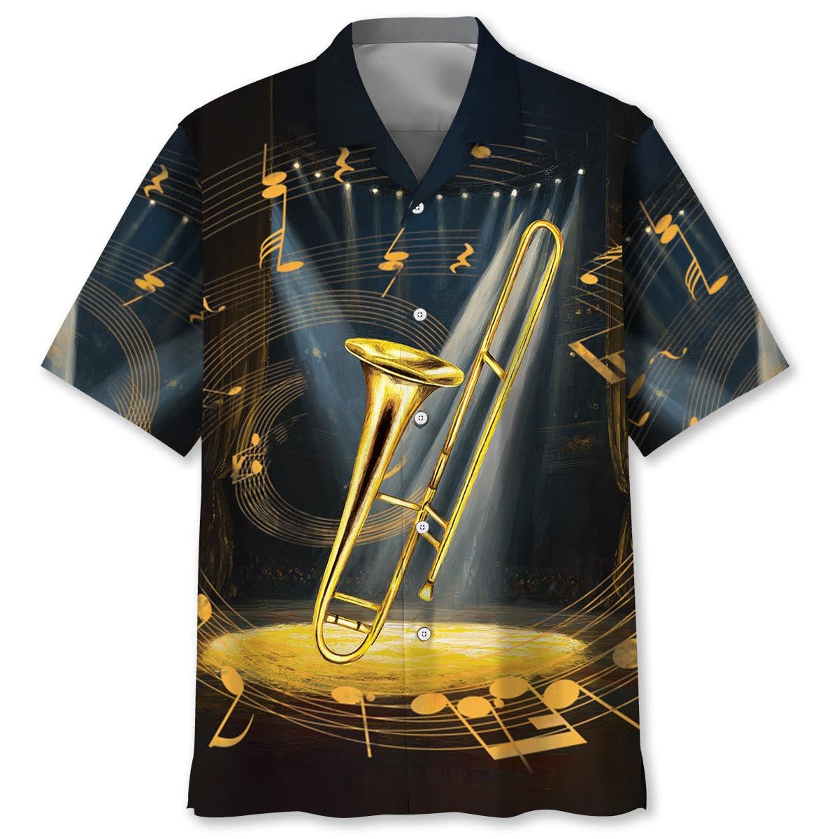 Trombone Hawaiian Shirt, Mens Trombone Short Sleeve Shirt, Music Band Gifts