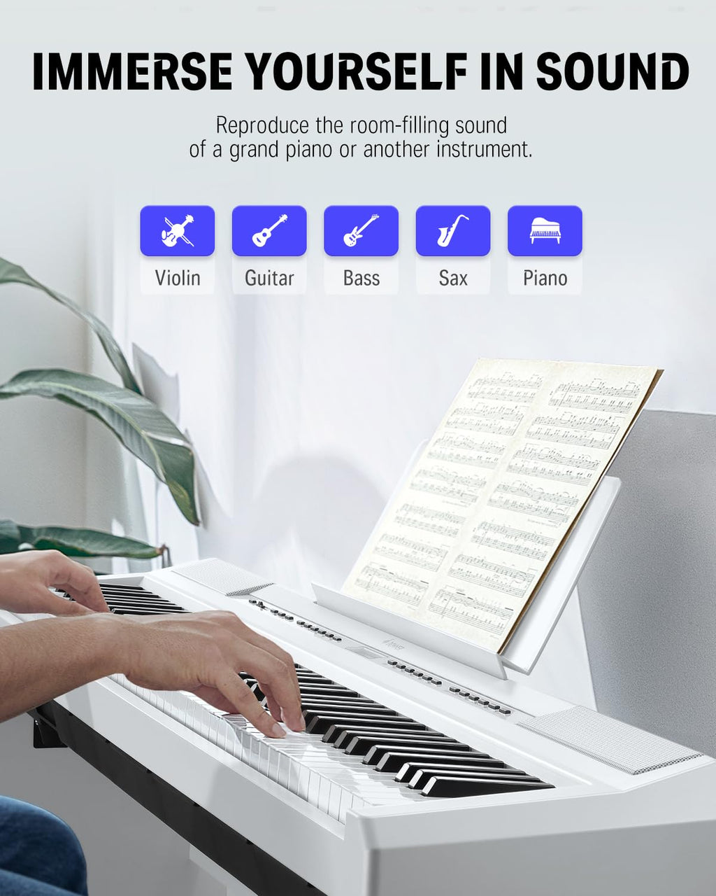 Donner 88 Key Weighted Keyboard, Premium Upright Piano for Beginner to Professional, Full Size Electric Keyboard with Headphone Adapter DDP-400