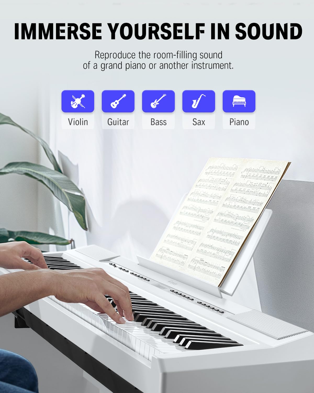 Donner 88 Key Weighted Keyboard, Premium Upright Piano for Beginner to Professional, Full Size Electric Keyboard with Headphone Adapter DDP-400