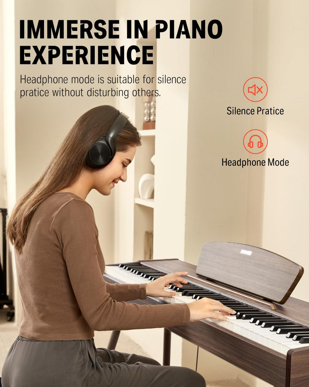 Donner DDP-80 PLUS Digital Piano 88 Key Weighted Keyboard, Home Electric Piano, Supports USB-MIDI & Headphones Connection, Semi-open Cover Designed, with Metal Three Pedal, Power Adapter