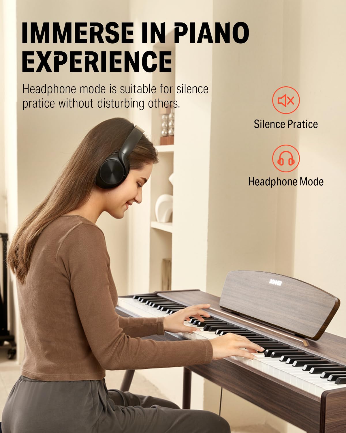 Donner DDP-80 PLUS Digital Piano 88 Key Weighted Keyboard, Home Electric Piano, Supports USB-MIDI & Headphones Connection, Semi-open Cover Designed, with Metal Three Pedal, Power Adapter