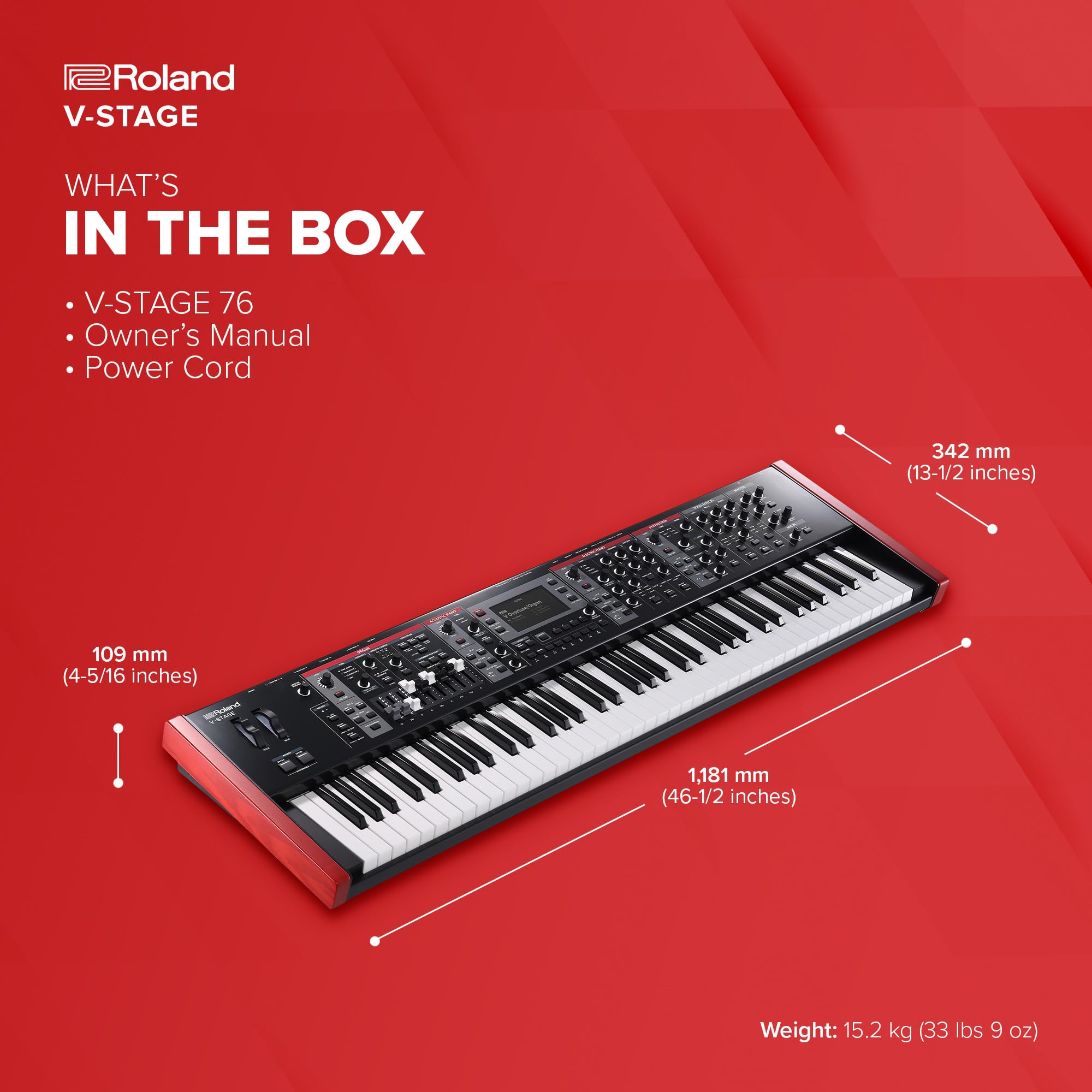 Roland V-STAGE 88 | Premium 88-Key Weighted Digital Keyboard | Ideal for Piano-Focused Players | Four Independent Sound Engines | Advanced Modeling Technology & Sound Customization