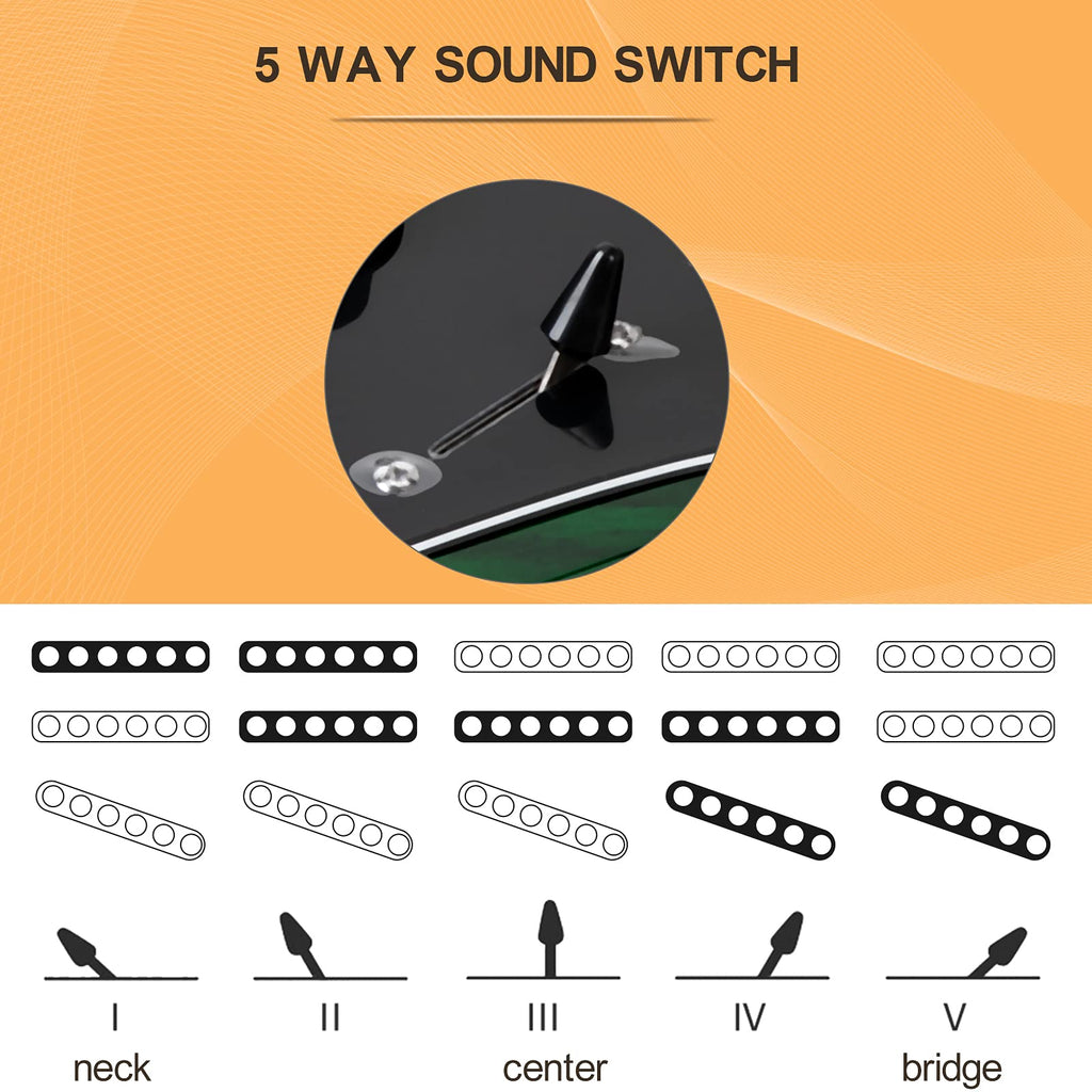 GLARRY Full Size Electric Guitar for Music Lover Beginner with 20W Amp and Accessories Pack Guitar Bag (GREEN, Left Handed 39")