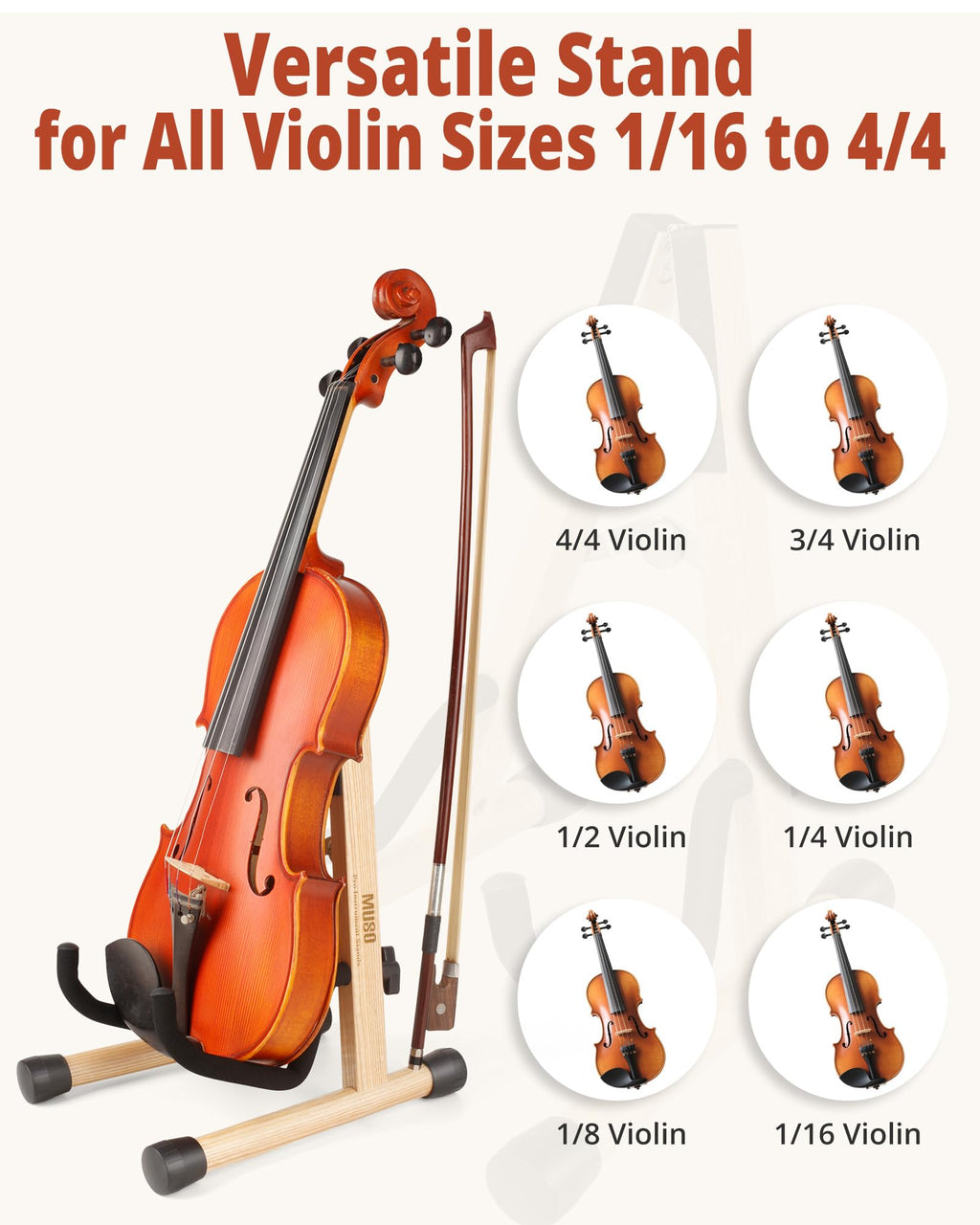 MUSO Cello Stand with Bow Holder,A-Frame Floor Stand with Padded Foam, Handcrafted Cello Rack Fits 1/2, 3/4, 7/8, 4/4 Full-Size and Guitar, Instrument Holder for Home and Studio Display