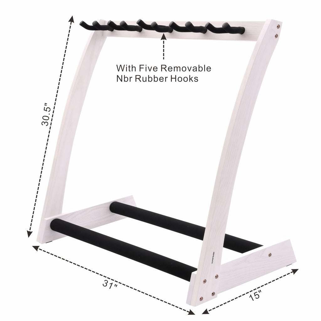 Nefelibata Guitar Stands 5 Wooden Guitar Rack Floor for Guitars and Cases, Electric, Acoustic, Bass Guitars, Cellos, German Ash