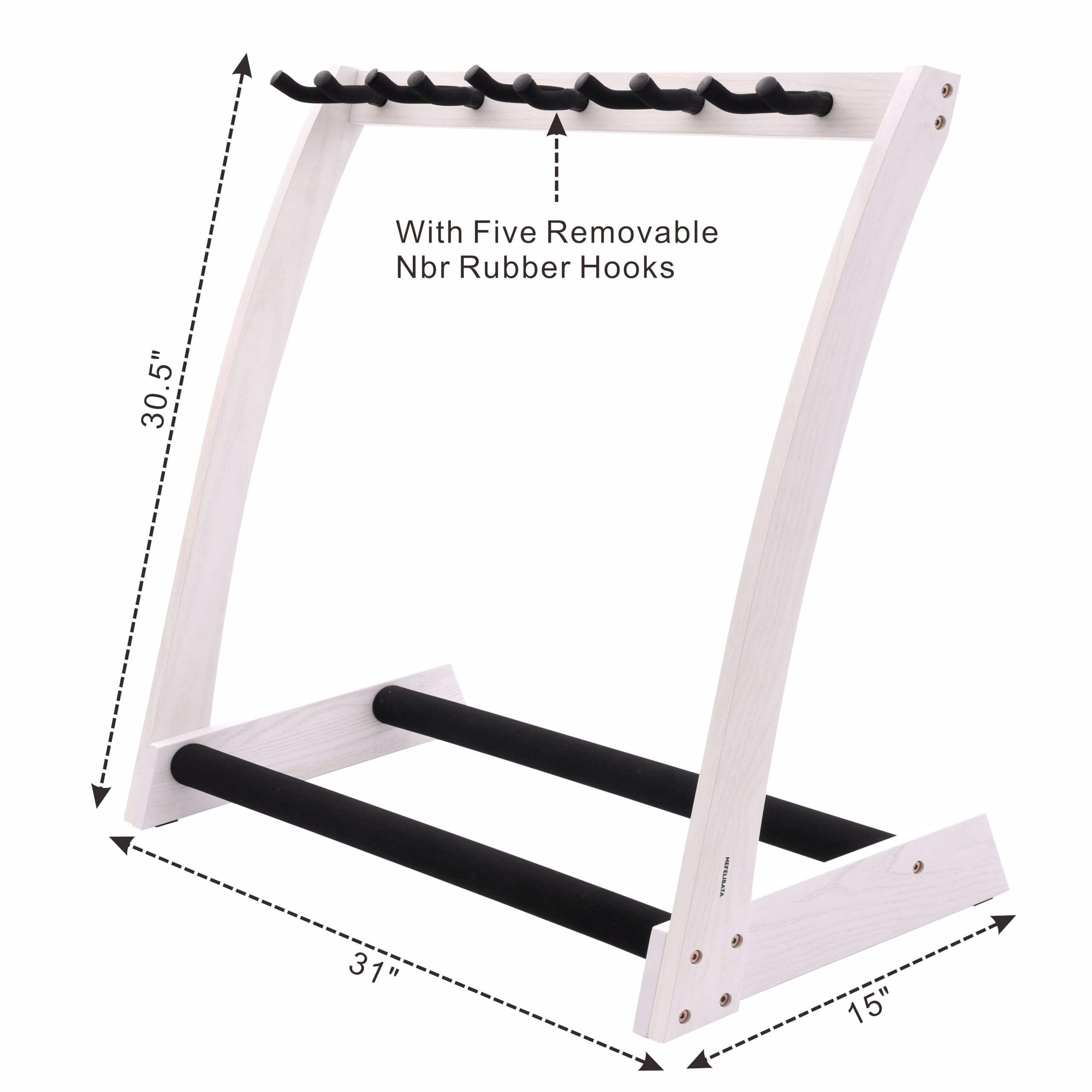 Nefelibata Guitar Stands 5 Wooden Guitar Rack Floor for Guitars and Cases, Electric, Acoustic, Bass Guitars, Cellos, German Ash