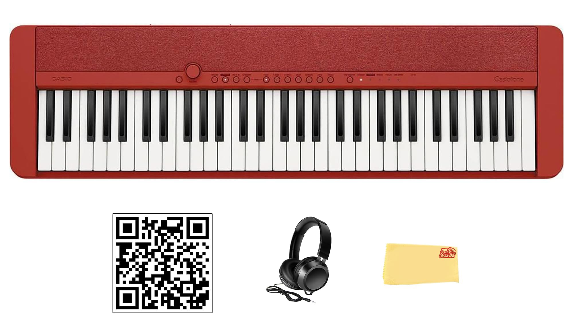 Casio CT-S1 Casiotone 61-Key Portable Keyboard - Black Bundle with Adjustable Stand, Bench, Headphones, Sustain Pedal, Instructional Book, Instructional DVD, and Austin Bazaar Polishing Cloth