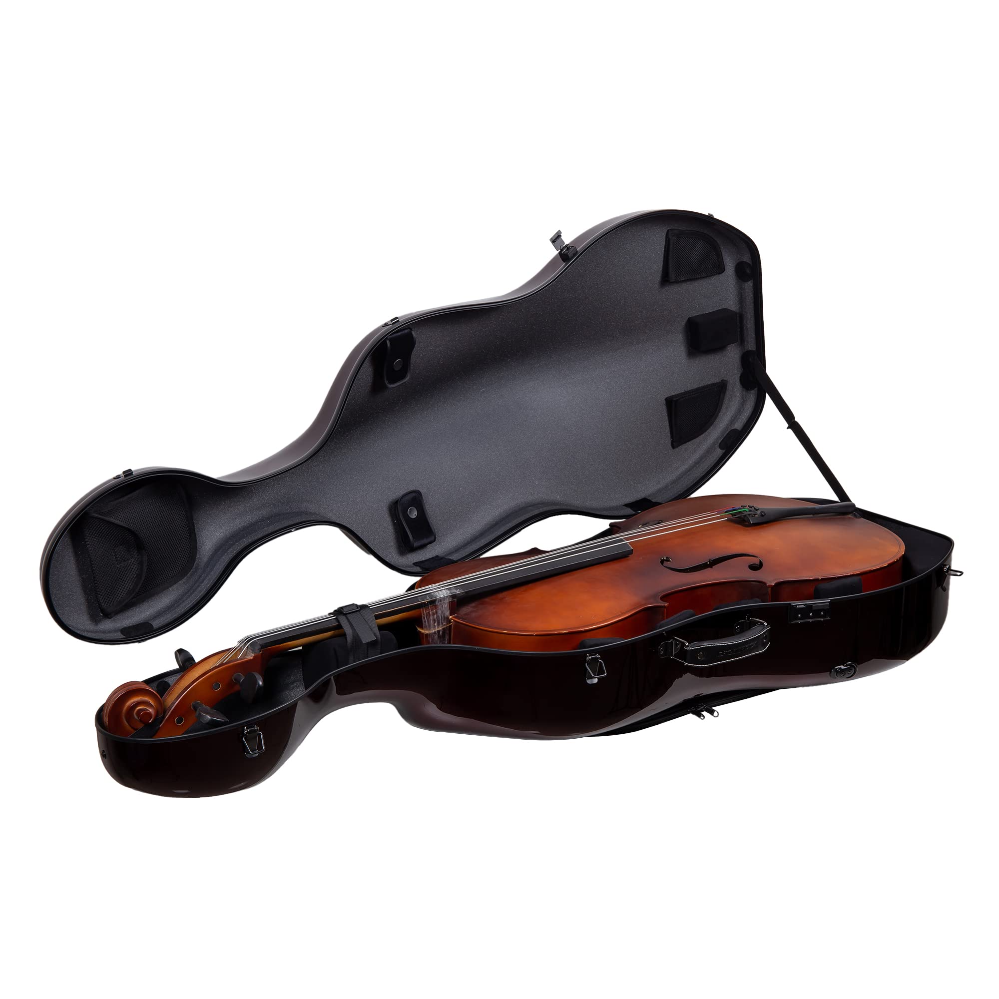 Crossrock Carbon Fiber Case fits for 4/4 Full Size Cello with Removable Shoulder Straps-Black(CRF3020CEFBK)