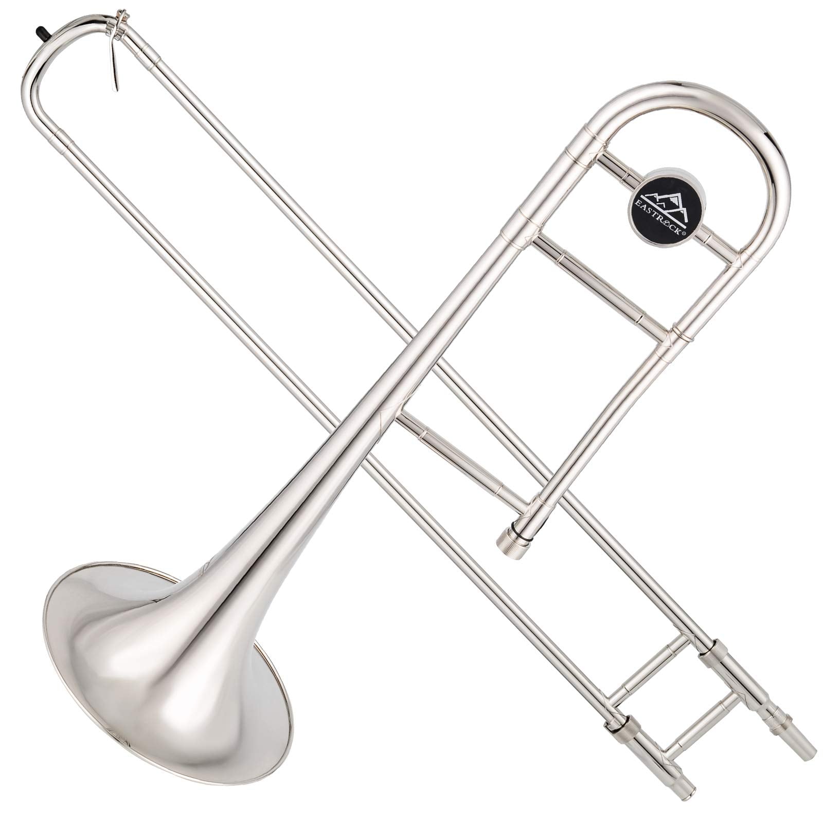 EASTROCK Bb Tenor Slide Trombone, B Flat Brass Plated Trombone Instrument for Beginners Students with Hard Case, with Mouthpiece, White Gloves (12.5mm/200 mm), Golden