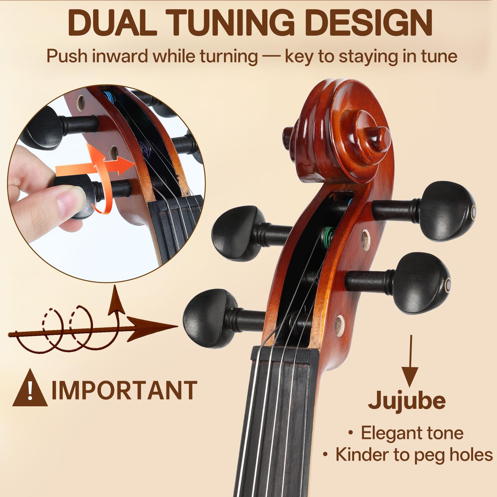 Kmise Teacher Approved 4/4 Full Size Violin Starter Kit for Adults Beginners Students, High Density Ebony Acoustic Violins, Fiddle Bundle with Case, Bow, Rosin, Strings, Shoulder Rest & Guide