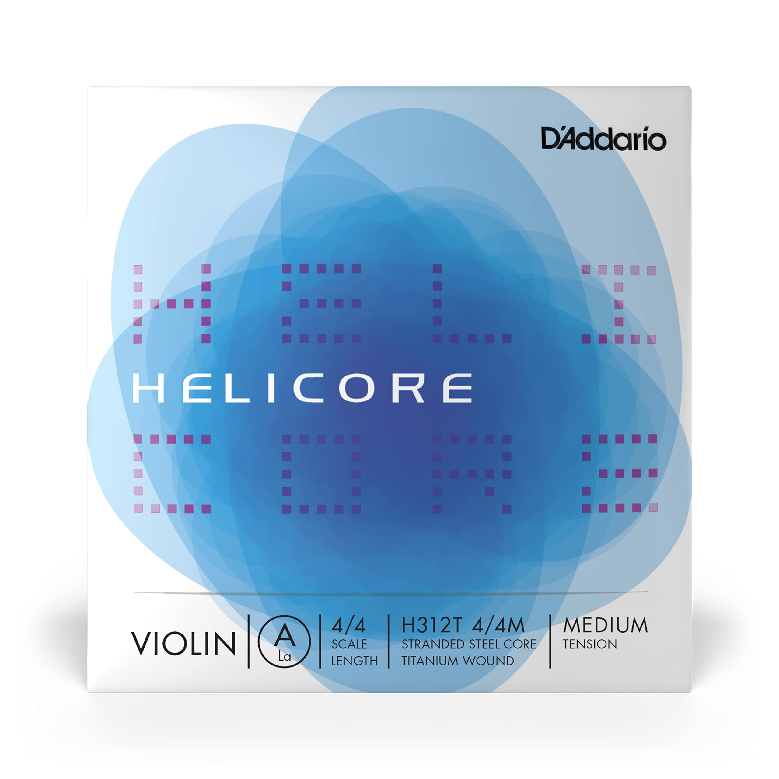 D’Addario Helicore 4/4 Size Violin String Set with Aluminum Wound E String - H310W 4/4M - Stranded Steel Core for a Clear, Warm Tone - Medium Tension
