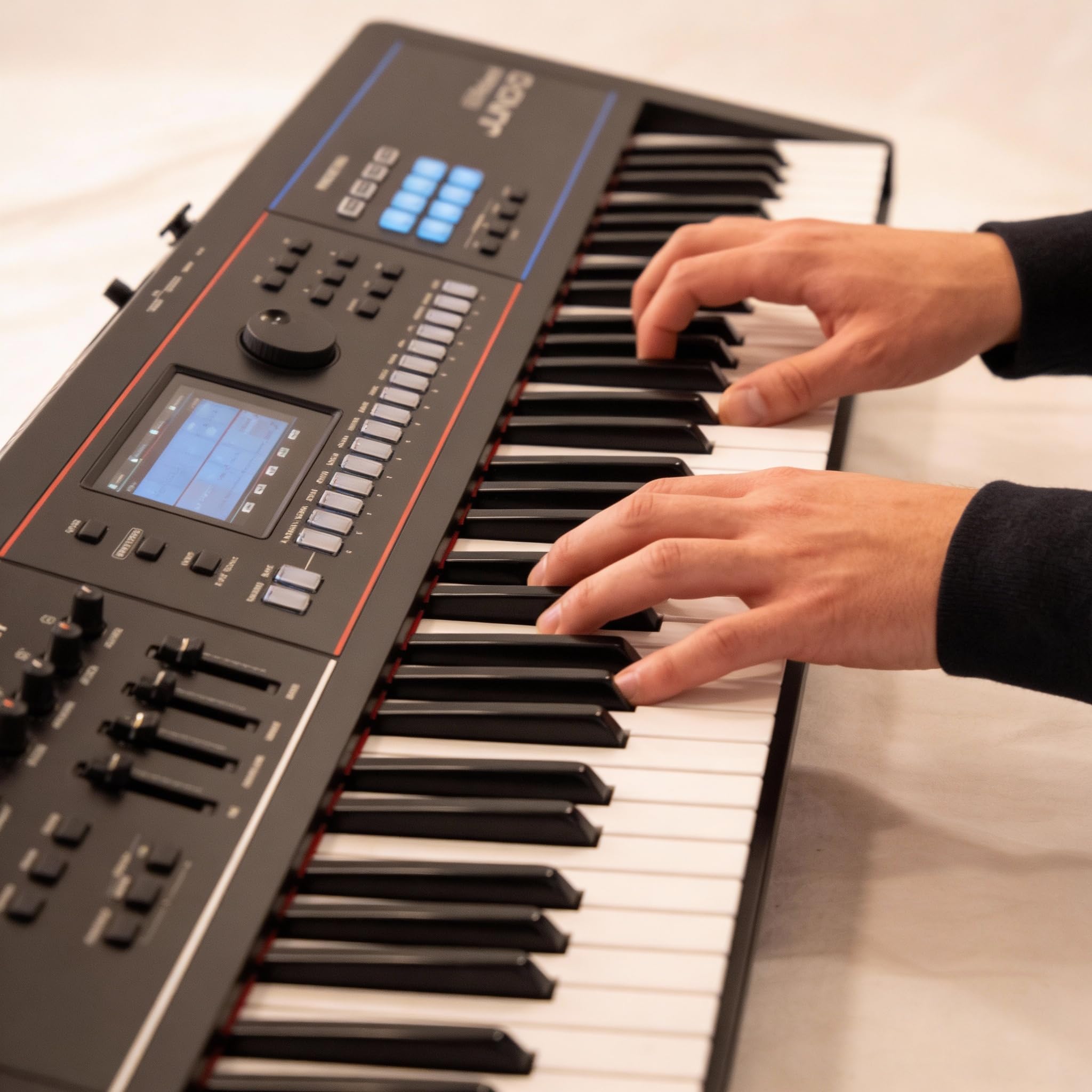 Roland JUNO-D8 Synthesizer Bundle with Adjustable Stand, Bench, Sustain Pedal, Cover, Austin Bazaar Instructional Video, and Polishing Cloth