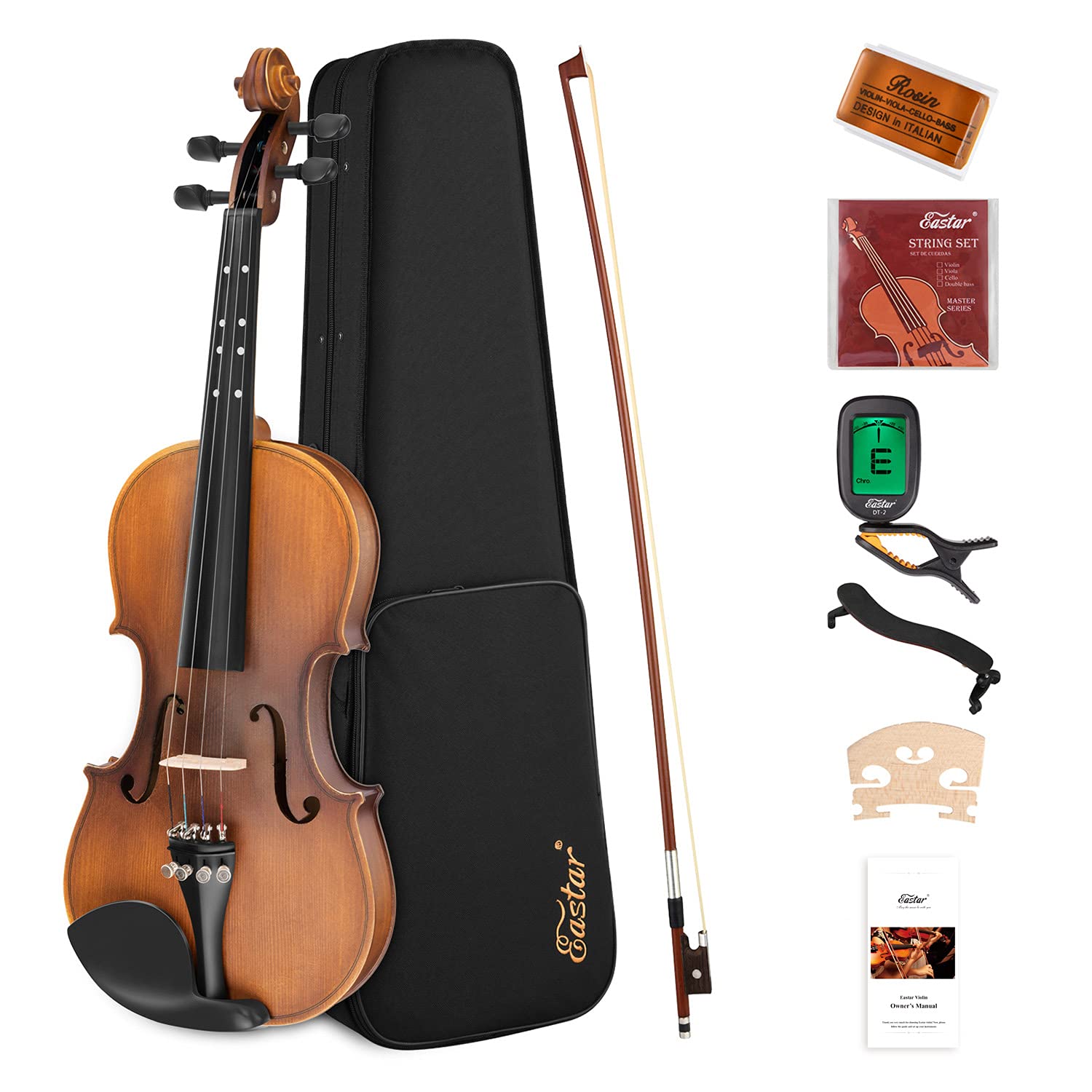 Eastar 3/4 Violin for Beginners, Violins Kit for Student, Fiddle with Hard Case, Rosin, Shoulder Rest, Bow, and Extra Strings (Imprinted Finger Guide on Fingerboard)