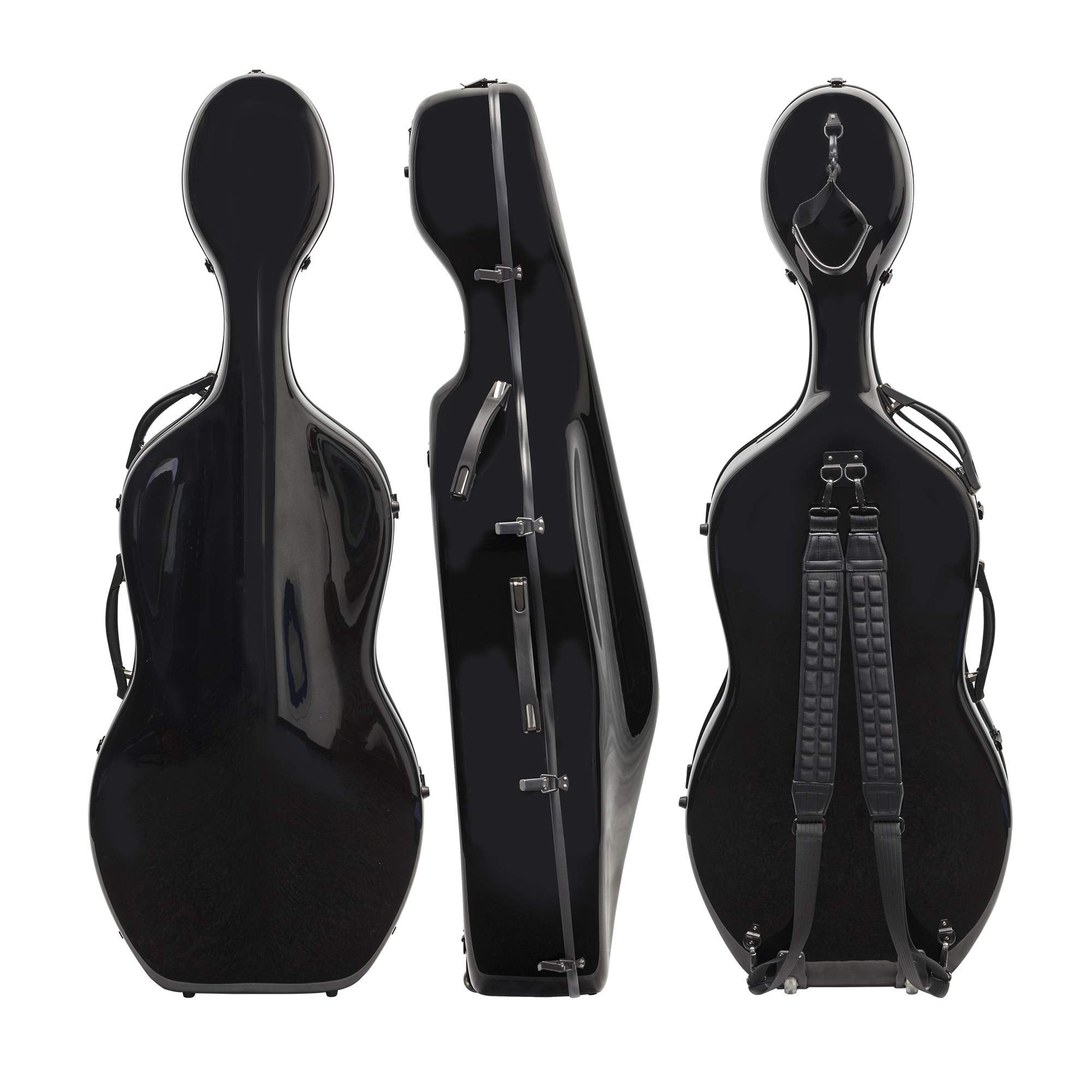 MI&VI CC-9001 Pure 100% Carbon Fiber Cello Case (Full Size) 4/4 with Wheels | Carry Straps | 8lb Lightweight | Tough Shell (3K Blue)