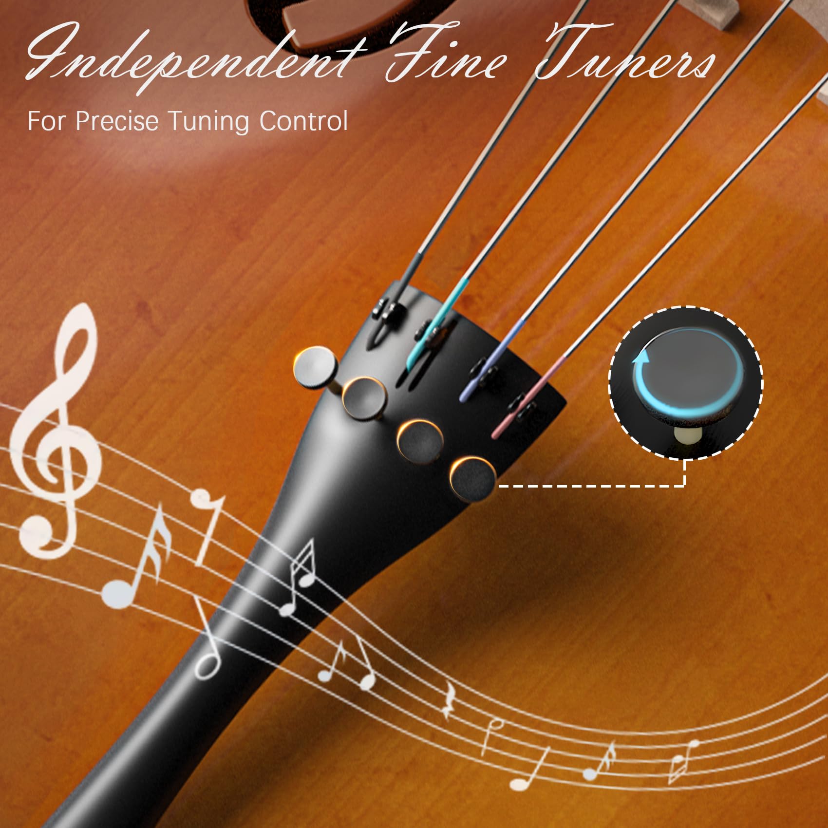 Full Size Cello Kit, Acoustic Cello Instrument for Adults,Beginners,Students,Complete Cello 4/4 Set with Portable Bag, Bow, Rosin (Black)