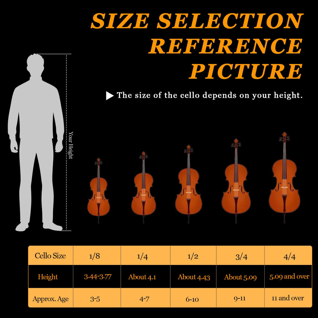 Ktaxon Full-Size Cello, Beginner Cello 4/4, Acoustic Cello Set with Portable Bag, Bow, Rosin, Bridge, Adults & Kids String Musical Instruments(White)