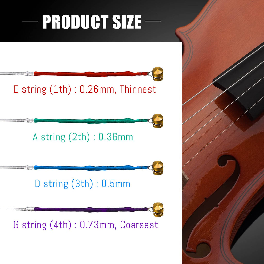 8 Pieces Violin Strings Universal Full Set (g-d-a-e) 4/4 Violin Universal Steel Core Fiddle Strings for Instruments 4/4 3/4 1/2 1/4 - Educator's Choice for Student