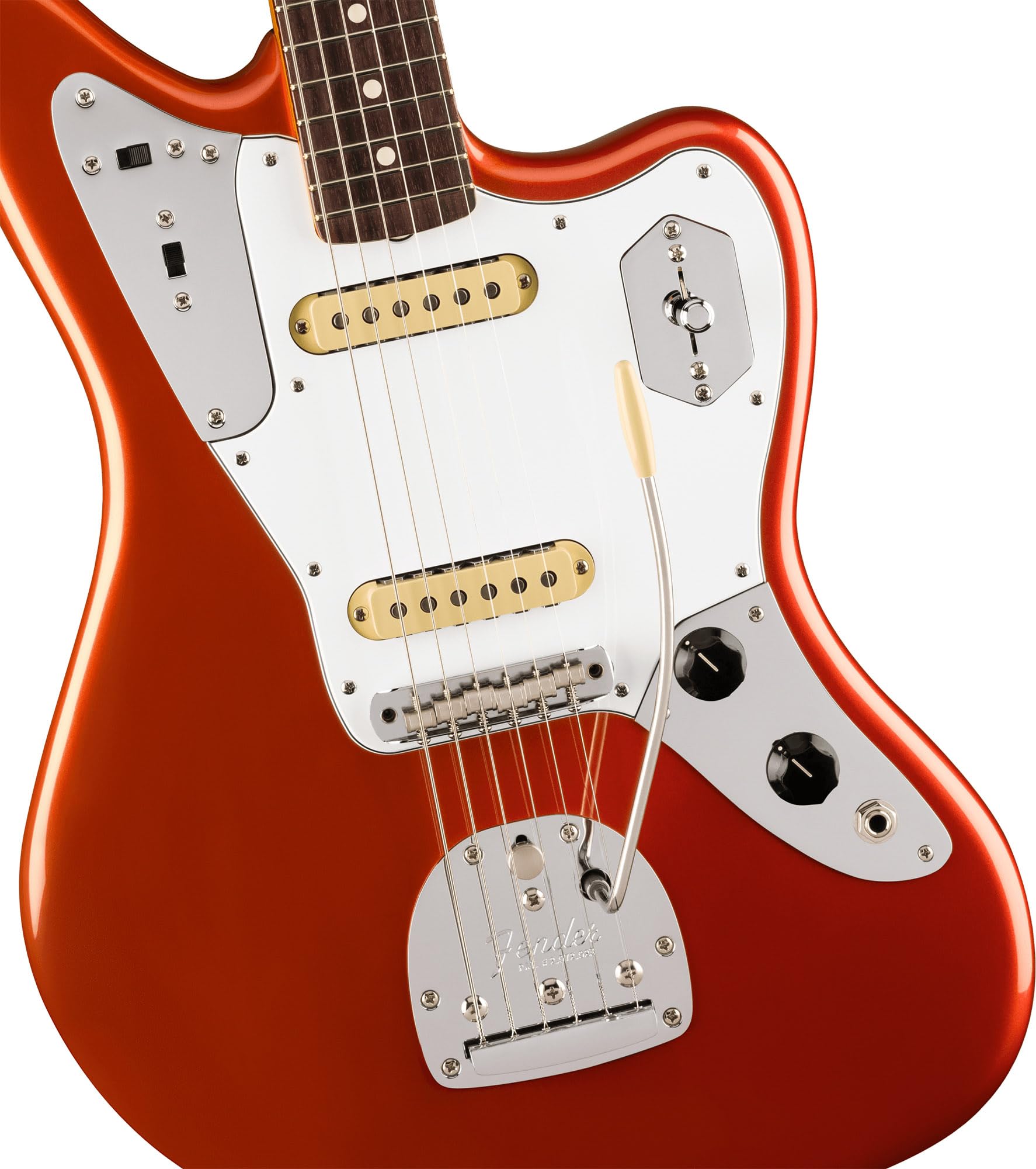 Fender Johnny Marr Jaguar - Olympic White Bundle with Tweed Case, Cable, Strap, and Guitar Cleaning Kit