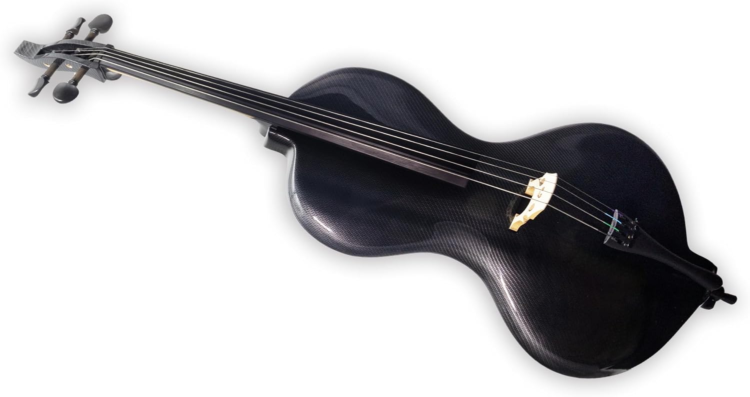 TARIO Full Size 4/4 Electric Cello with Shadow Active Pickup, Ebony Fingerboard, Textured Carbon Fiber-Pattern Finish – Paulownia Body, Reverb Effect, Bow, Rosin & Case Included