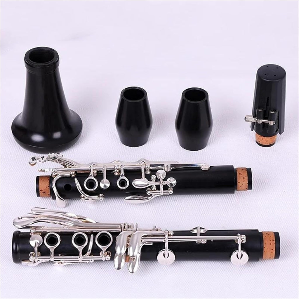 Clarinet Professional Ebony Clarinet BB Tune 18 Key Silver Plated Copper Solid Wood Clarinet,