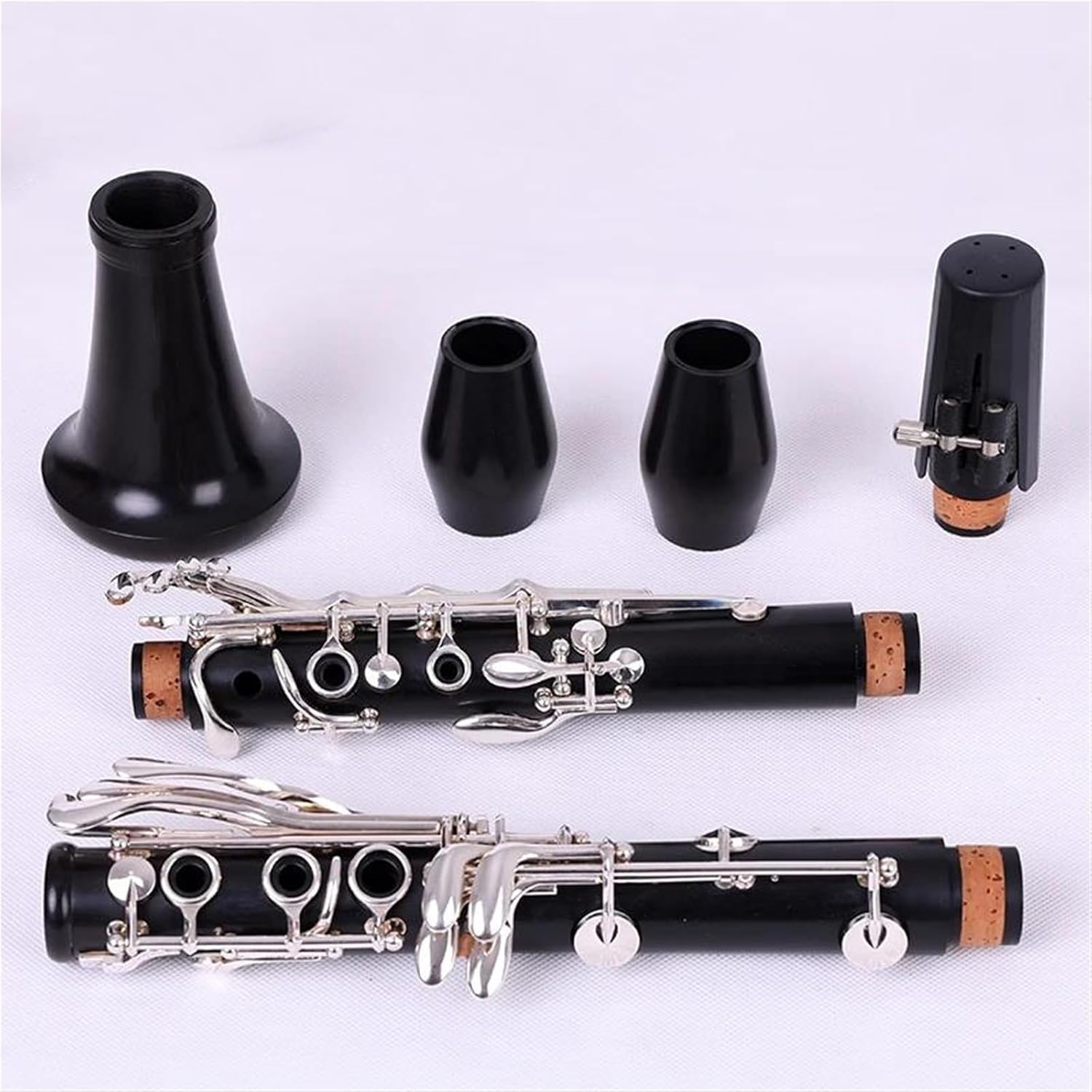 Clarinet Professional Ebony Clarinet BB Tune 18 Key Silver Plated Copper Solid Wood Clarinet,