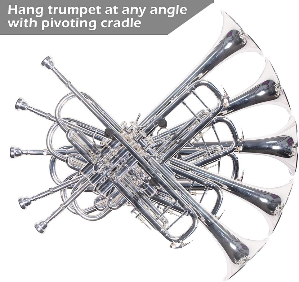 String Swing Horizontal Wall Mount Trumpet Holder - Stand for All Trumpets Including Piccolo and Pocket - Musical Instruments Safe Without Hard Cases - Made in USA