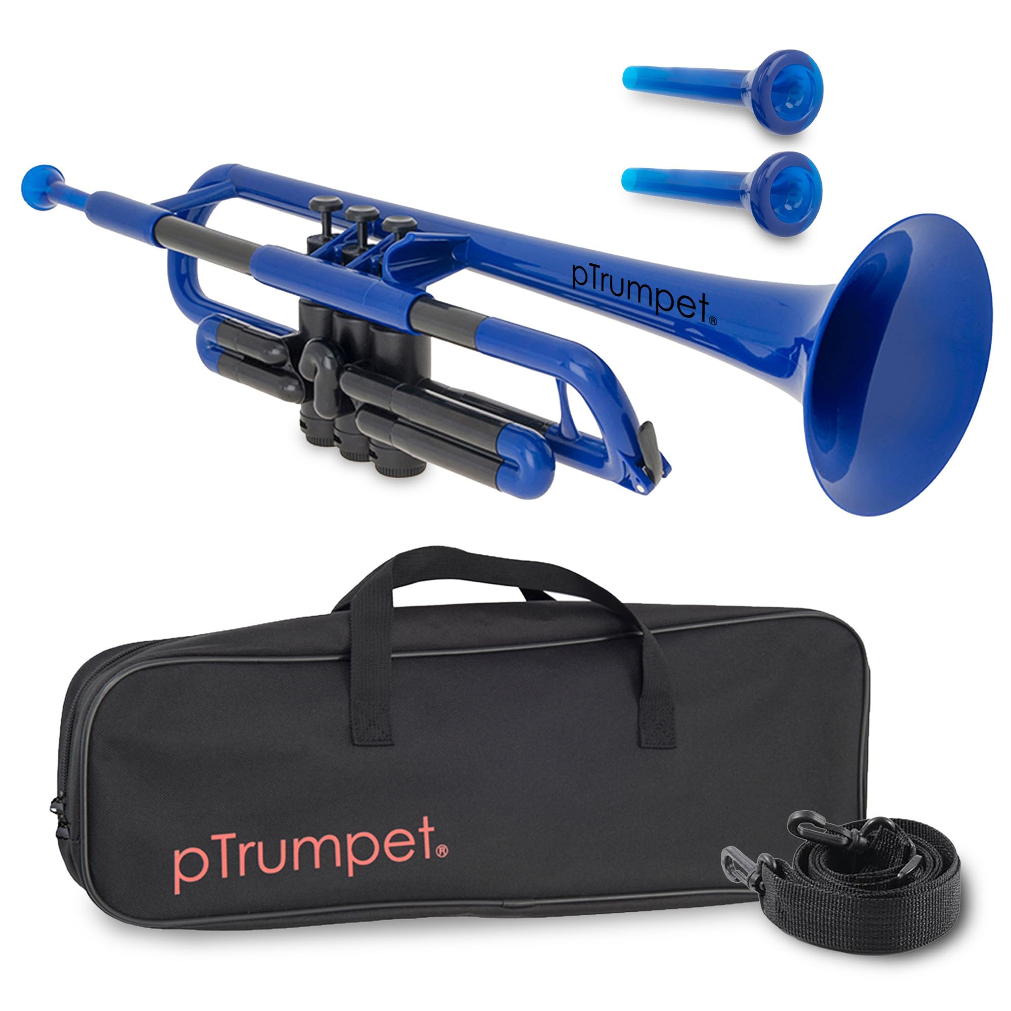pTrumpet Bb Plastic Trumpet - Durable pInstruments Design with Ergonomic Grip - Includes 3C & 5C Mouthpieces and Carrying Bag - Authentic Sound for Students & Beginners - ABS Build - Green