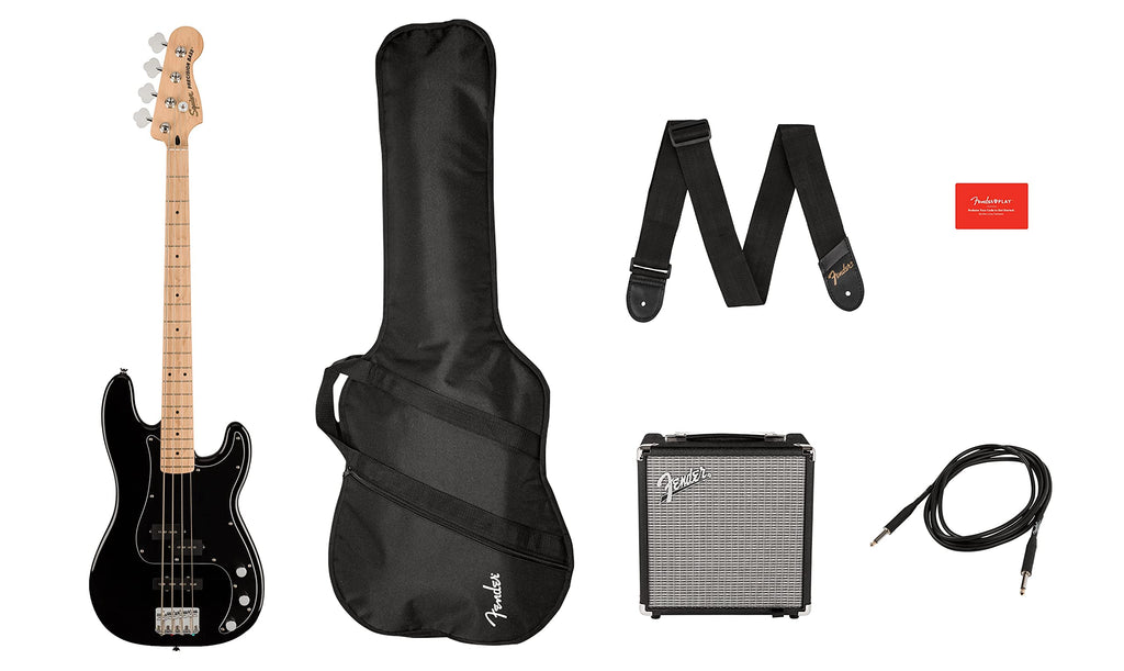 Fender Squier Affinity Precision Bass PJ - Surf Green Bundle with Rumble 15 Amplifier, Instrument Cable, Gig Bag, Tuner, Strap, and Austin Bazaar Instructional DVD