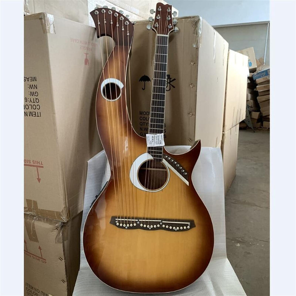 41 Inches 6/6/8 Strings Harp Acoustic Guitar 6-6-8 Strings Lyra Double Necks Electric Acoustic Guitar Guitar (Color : Harp Only) (Harp Only) (Harp Only One Size) (Harp Bag and Case One Size)