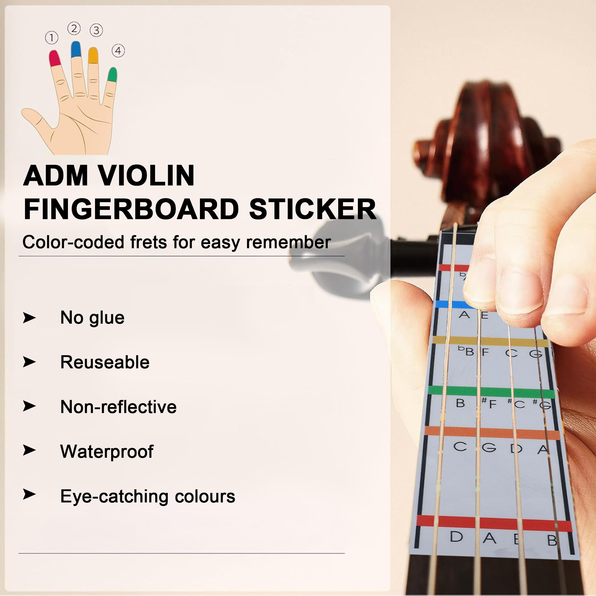 ADM Acoustic Violin for Beginner 4/4 Full Size Violin Set Solid Wood Ebony for Adult Teen Student Starter Kit with Hard Case, Shoulder Rest, Bow, Music Stand, Strings, Free Lessons (Sepia, 4/4 Size)