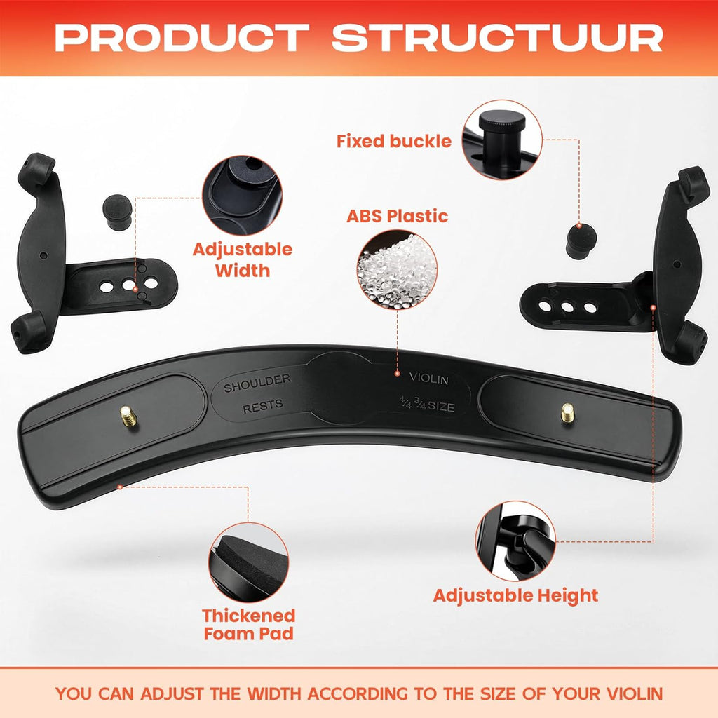 Ergonomic Violin Shoulder Rest for Students & Beginners – Lightweight Adjustable Fit for 4/4 & 3/4 Violins – Soft EVA Padding, Secure Silicone Feet