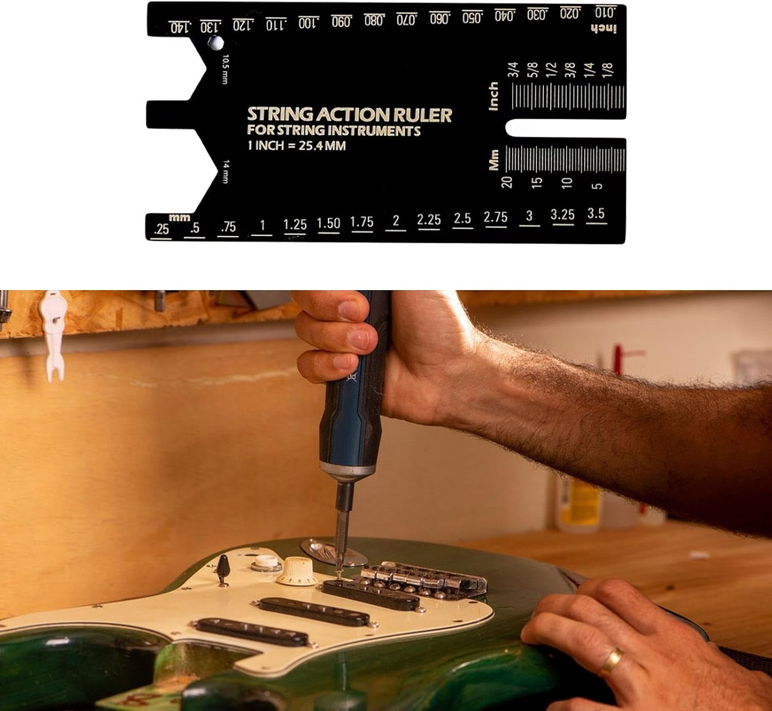 predolo String Measurement Tool for Guitar Setup, Action Ruler for Bass And Mandolin, Black A