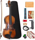 4/4 Acoustic Electric Violin for Amplifier Use - Natural Tone, Solid Spruce Top & Maple Back, Carbon Fiber Tailpiece, Ebony Fittings, Starter Kit for Beginners