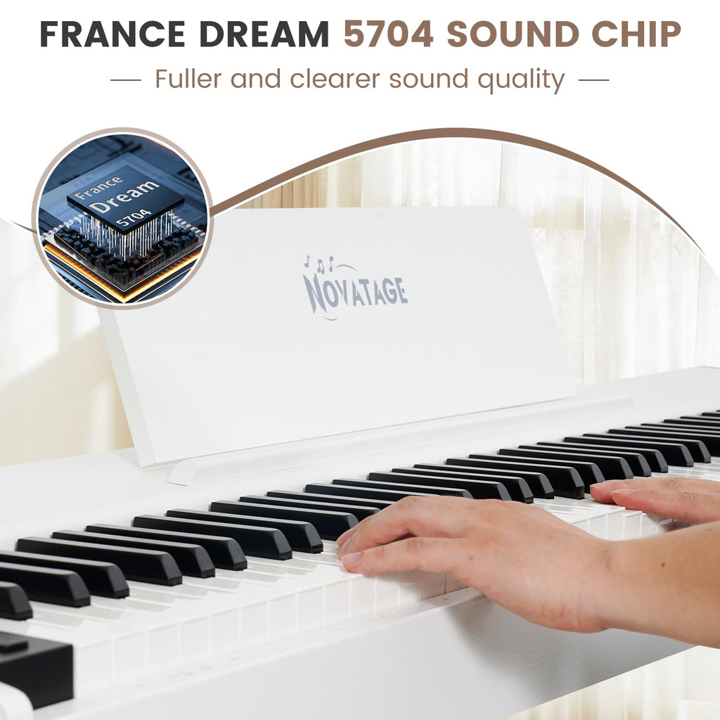 88 Key Full-Weighted Digital Piano, Full Size Electric Piano for Beginners, with U-Stand, 3 Pedal Unit, Adjustable Stool, Headphone, MIDI Functionality (Black)