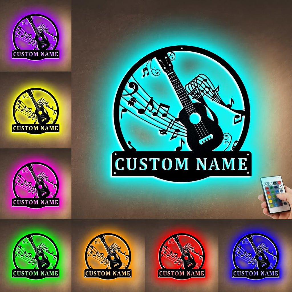 Personalzied Guitarist Name Wall Sign LED Lights Custom Cello Wall Art Music Neon Sign Electric Guitar Night Light Rock DJ LED Lamp Music Studio Plaque Musical Shed Name Plaque for Teacher