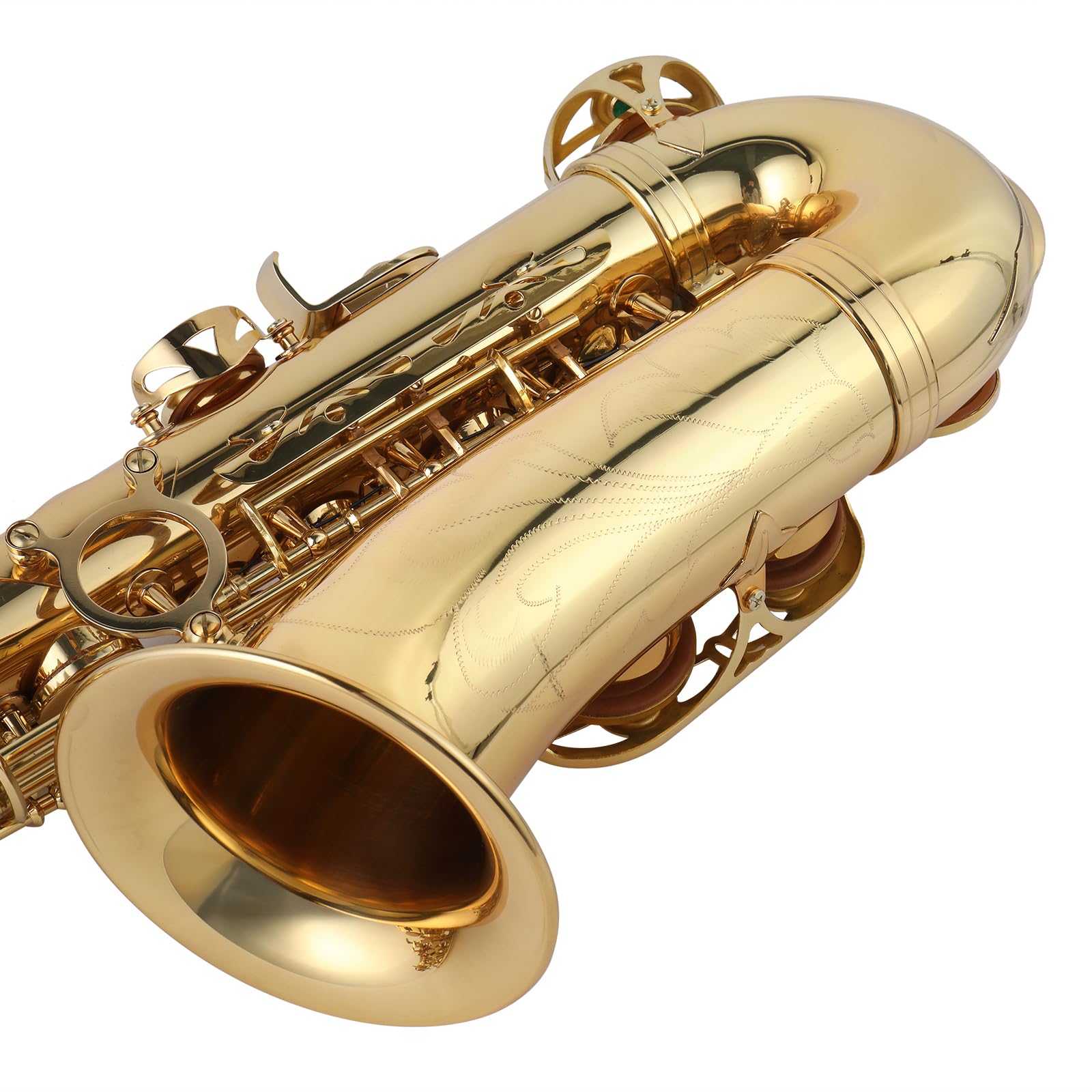 Ktaxon Alto Saxophone Drop E Brass Sax Full Kit for Student Beginners with Carving, Mouthpiece, Carrying Case, Gloves, Cleaning Cloth Bar, Detachable Strap, Shoulder Strap, Reed