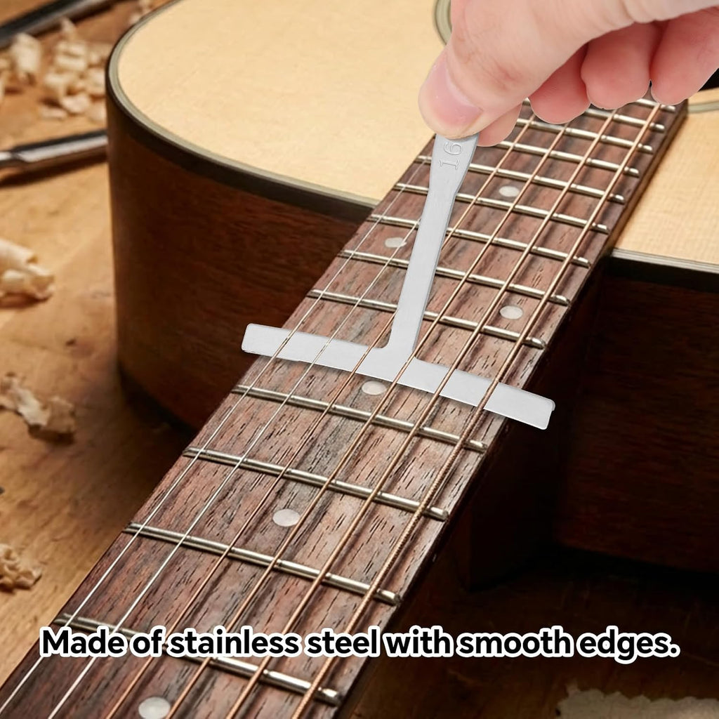 10pcs Guitar Luthier Tools Set, Includes 9 Guitar Understring Radius Gauge & String Action Height Gauge Ruler for Bass Setup Repair Tool Kit