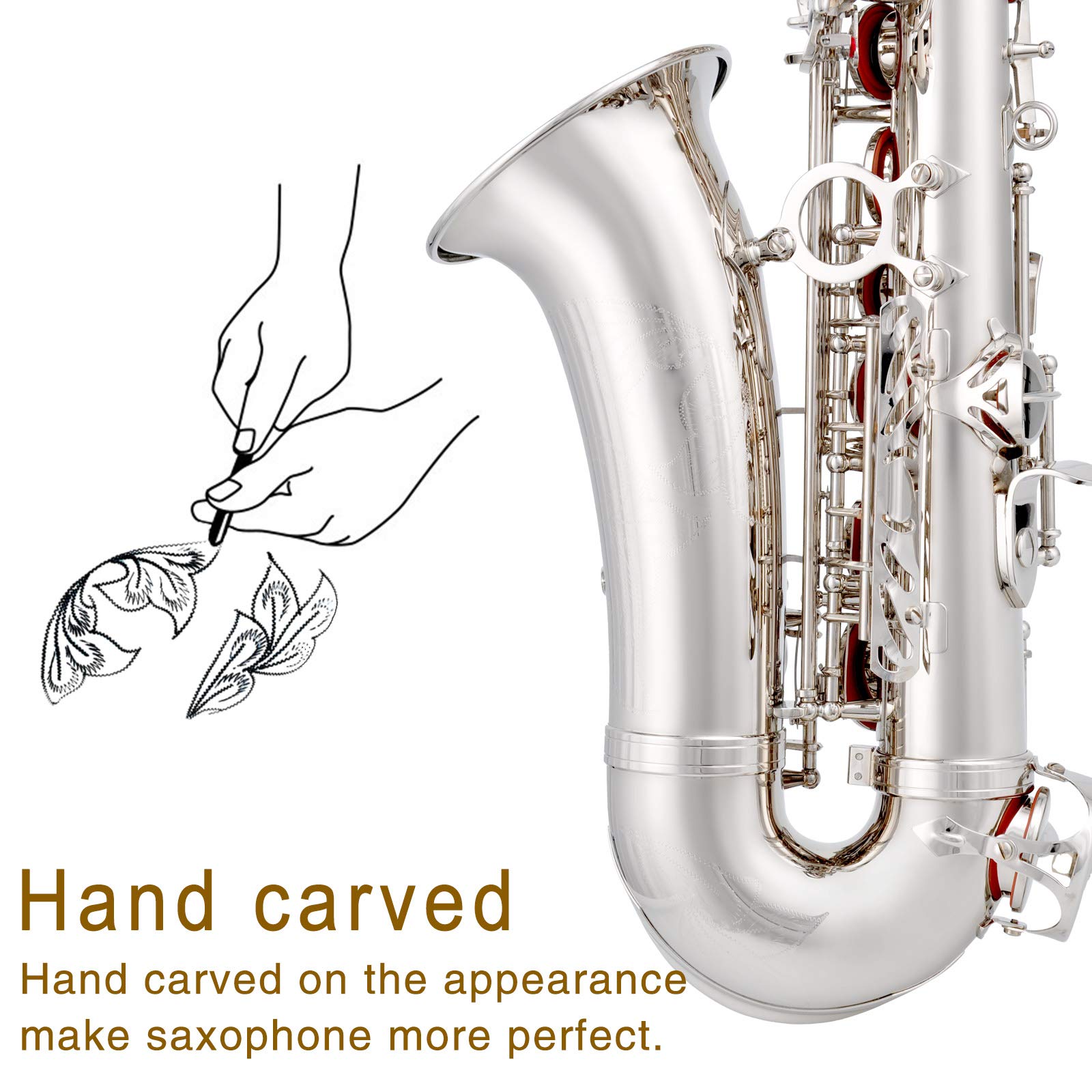 EASTROCK Black/Golden Alto Saxophone E Flat Sax Full Kit for Students Beginner with Carrying Case,Mouthpiece,Mouthpiece Cushion Pads,Cleaning Cloth&Cleaning Rod,White Gloves,Neck Strap