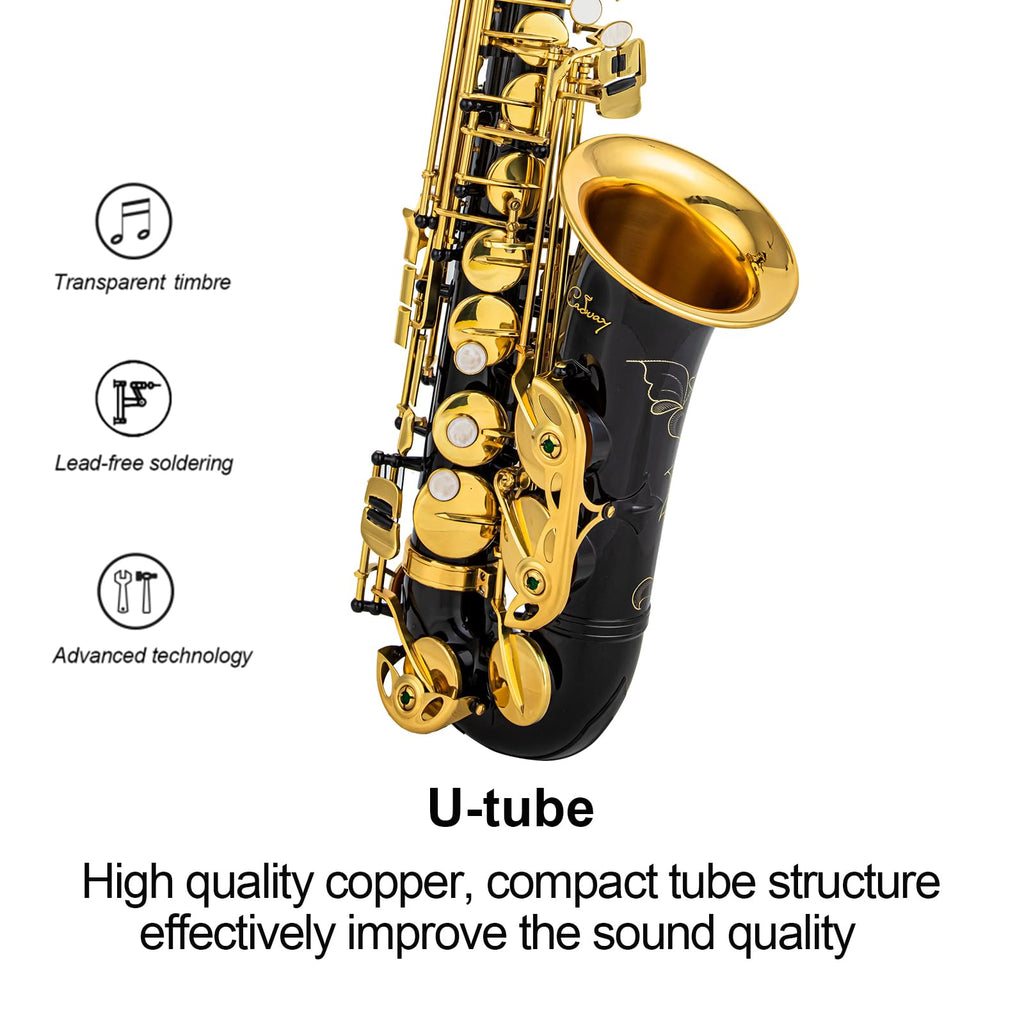 Alto Saxophone Eb beginner Saxophone includes brush canvas suitcase glove whistle piece cork plaster wipe cloth neck strap and other accessories (Gold)
