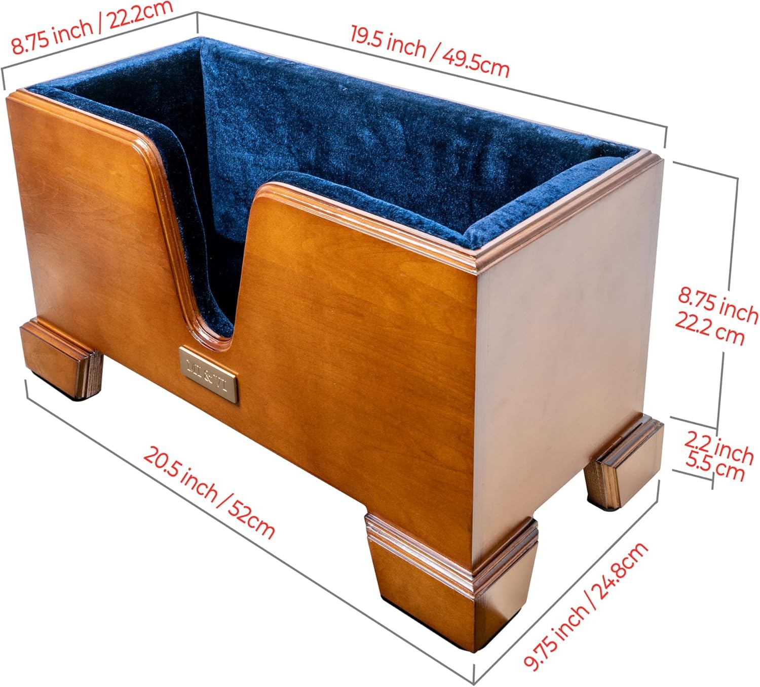 MI&VI Classic Wooden Cello Box Stand 4/4 Full Size - Burgundy Red Velvet Plush Cushion Wood Cello Stand with Bow Storage Holder Slot Included