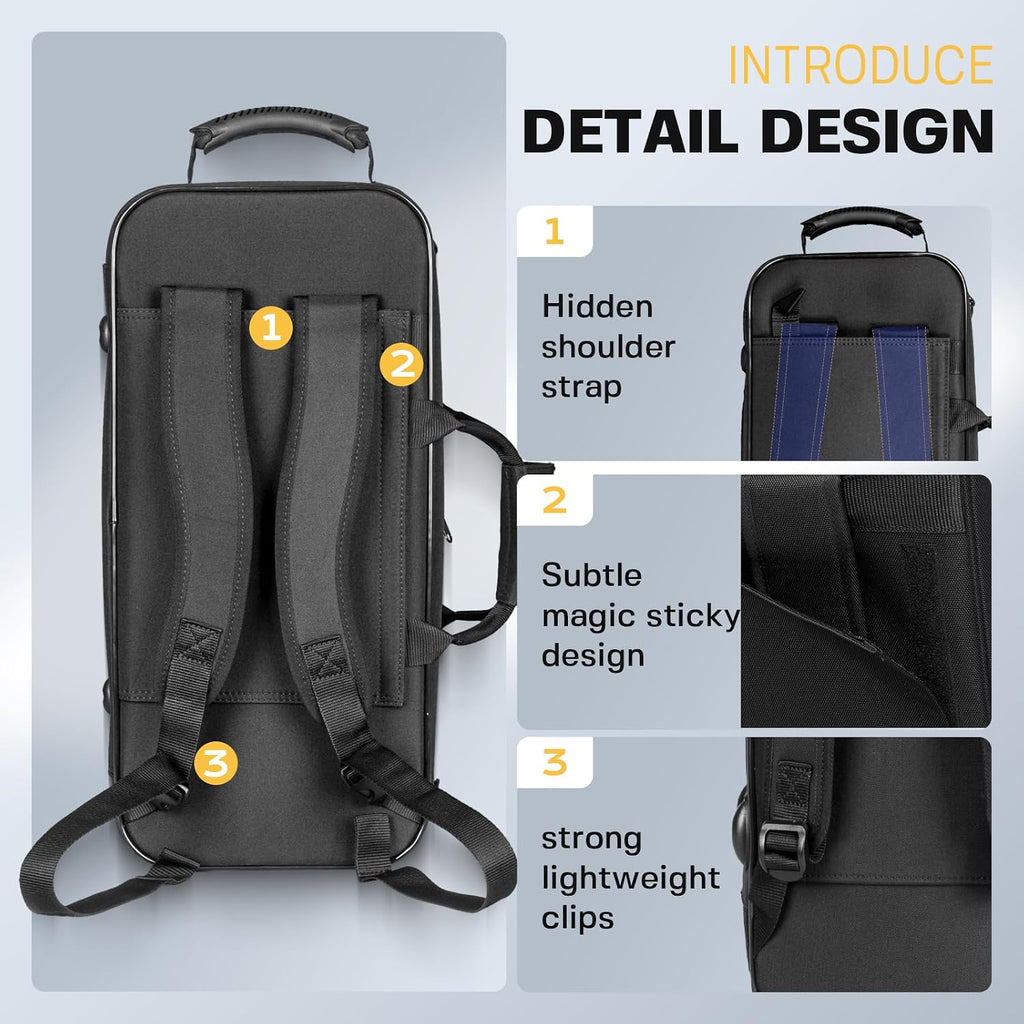 BGA Trumpet Rectangular Case, Built-in Backpack Straps Gig Bag | Lightweight trumpet case with EPS protection, accessory storage and comfortable carrying for rehearsals and travel.