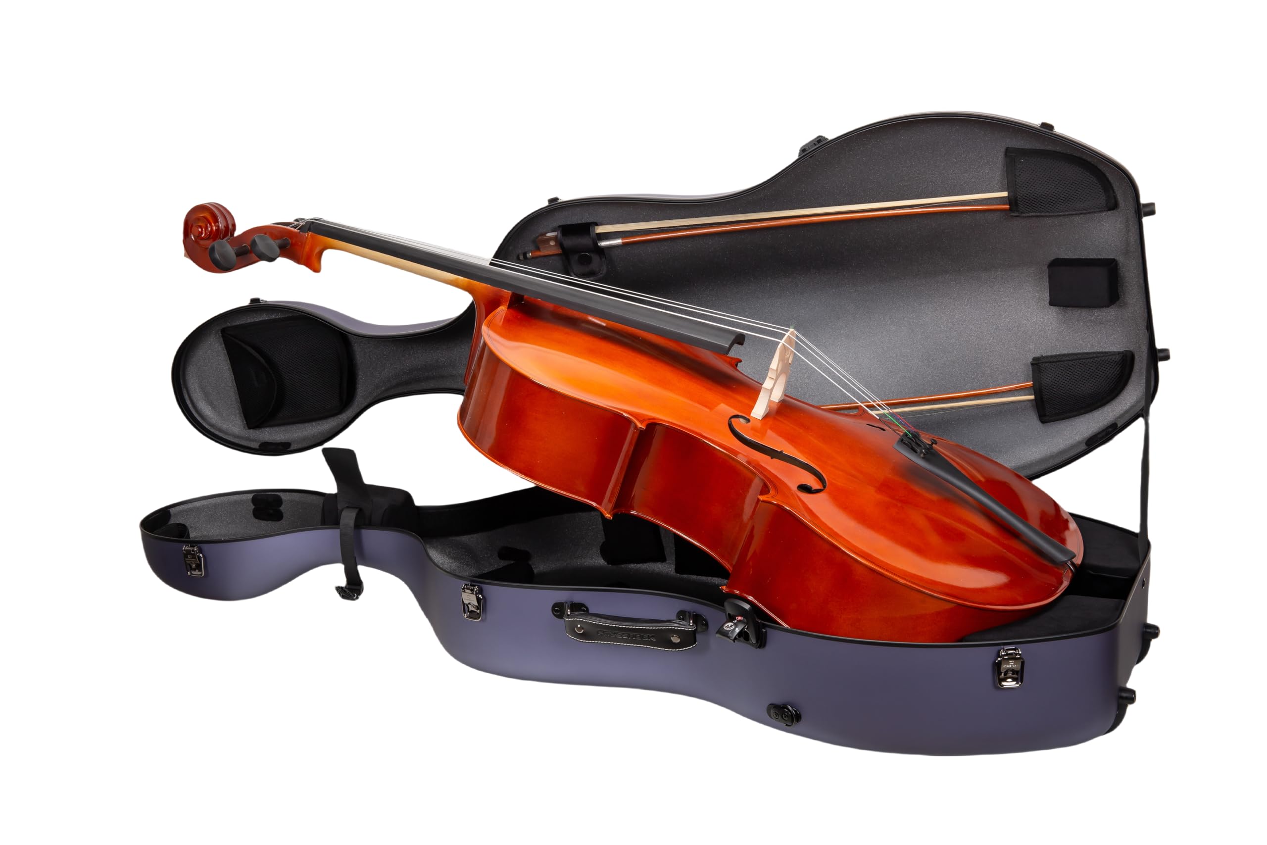 Crossrock Professional 4/4 Carbon Fiber Cello Case | 6lb Ultra-Light TSA Hardshell | Adjustable Magic Pads & Anti-Scratch Cover | Gloss Crimson Finish