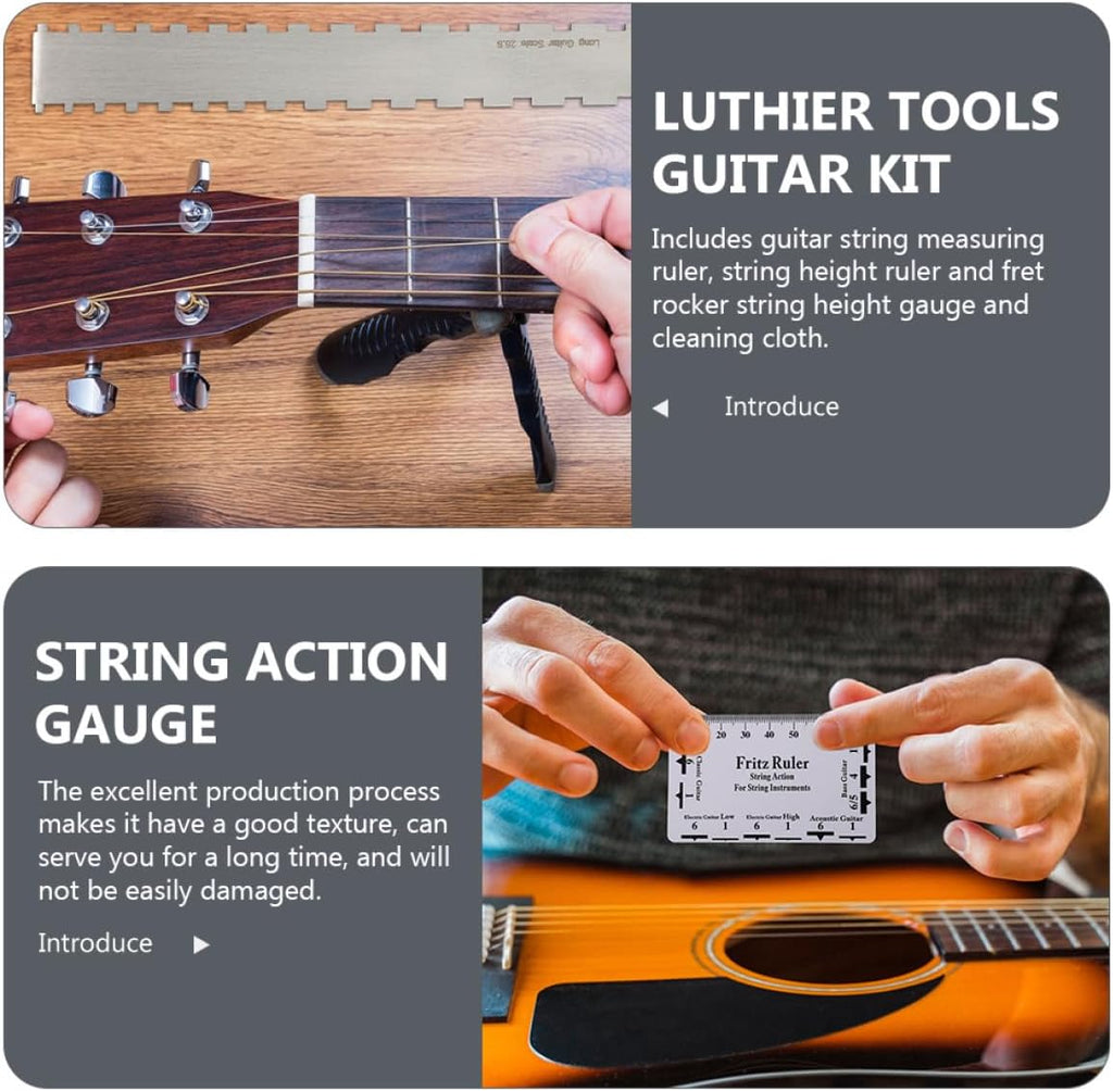 Guitar Neck Straight Edge Luthier Measuring Tool Notched Design String Action Gauge for Electric Guitars