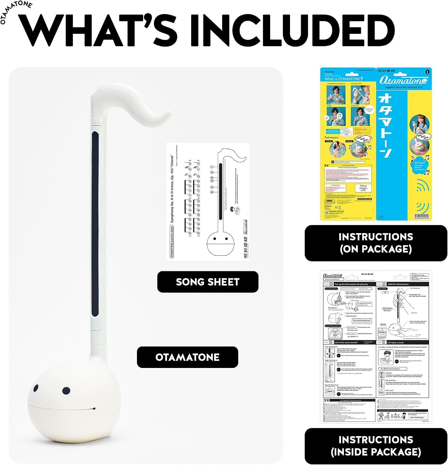 Otamatone Japanese Electronic Musical Instrument Portable Music Synthesizer from Japan by Maywa Denki Studio Award Winning, Educational Fun Gift for Children, Teens & Adults - Black