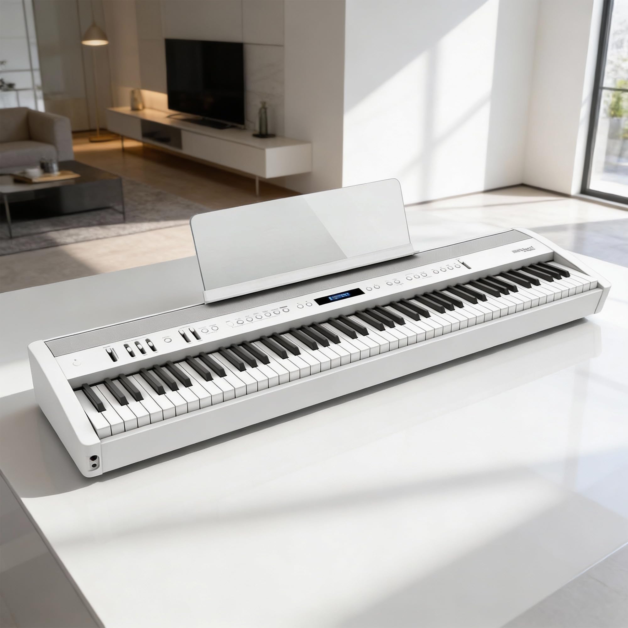 Roland FP-60X 88-Key Digital Piano - White Bundle with Adjustable Stand, Bench, Deluxe Sustain Pedal, Online Piano Lessons, Instructional DVD, and Austin Bazaar Polishing Cloth