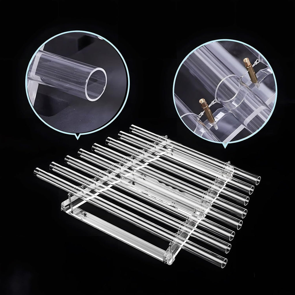 Quartz Crystal Harp for Sound Therapy, 432Hz/440Hz 8 Note CDEFGABC Quartz Crystal Singing Harp, Includes 8 Notes and Alumina Alloy Case, for Sound Baths and Meditation A-440hz